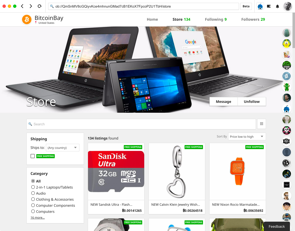 brianchoffman's tweet photo. BitcoinBay looking tight on @openbazaar 2.0 ob://QmSnMV8cGQiyvKce4mhnunGMad7cB1EKoX7FpcoP2U1TbH/store https://t.co/V5hHijgxaG
