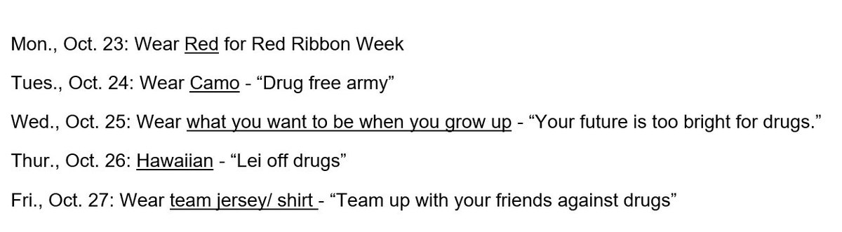 SpicewoodE's tweet photo. Red Ribbon Week is October 23 - 27. It's about learning to be safe &amp; avoid destructive decisions like drugs. #mfisdswe #MFISDVision https://t.co/xT91oTfTtV