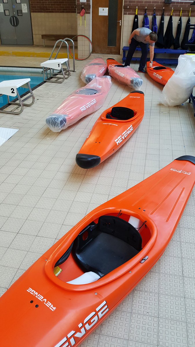 Getting the new Revenge kayaks ready for the <a href="/stockportgs/">Stockport Grammar</a> kayak sessions today. Thanks to the SPA for their support. <a href="/PyranhaKayaks/">Pyranha Kayaks</a>