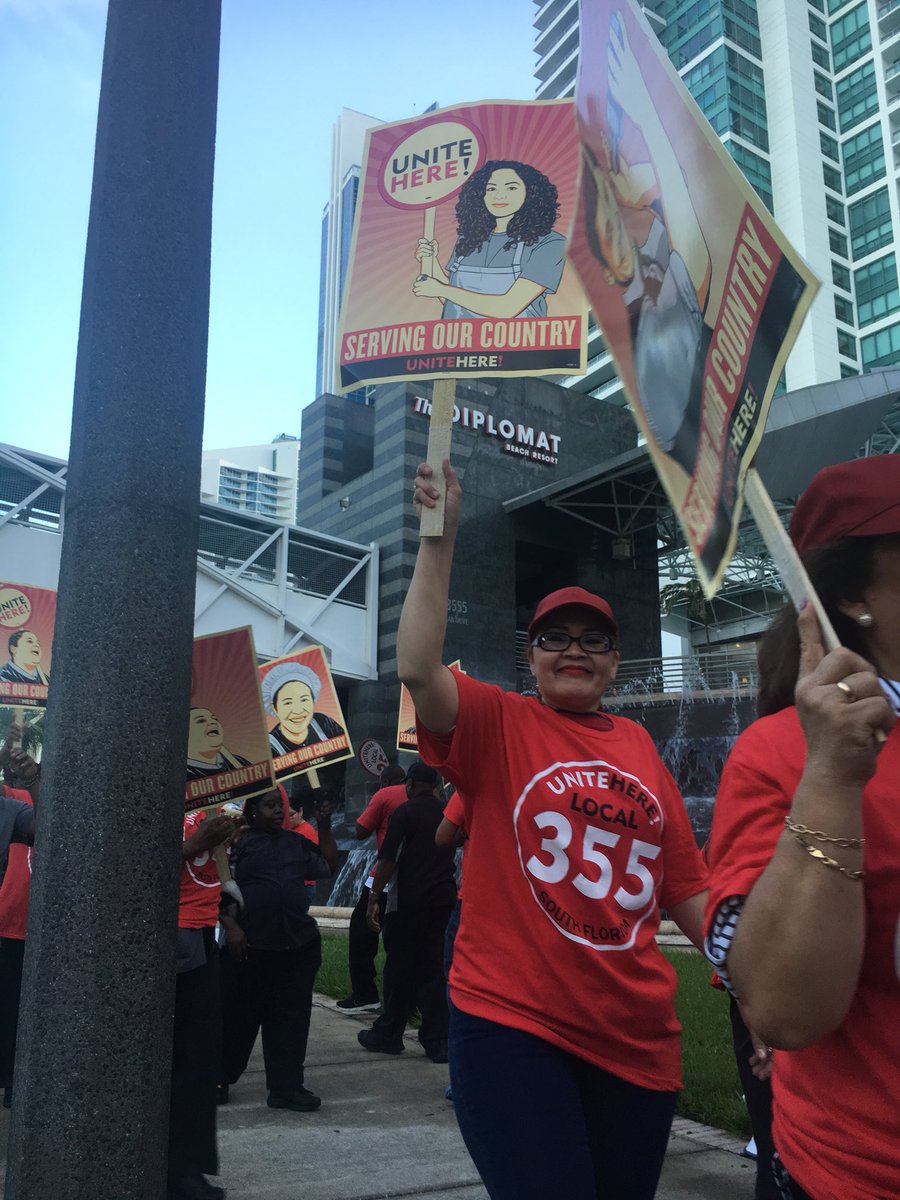 unitehere's tweet photo. Diplomat workers in SoFla Kicking off today's day of action! They recently voted to authorize a strike. #unitehere https://t.co/0OrDOwyuOz https://t.co/07ZHdhsKyW