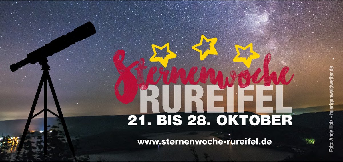 Rureifel_eV's tweet photo. Nicht vergessen!!! Nächste Woche sind Herbstferien und Sternenwoche in der Rureifel!
Alle Infos findet Ihr unter https://t.co/tCSIbBr1uK https://t.co/MdZPJ8U25V