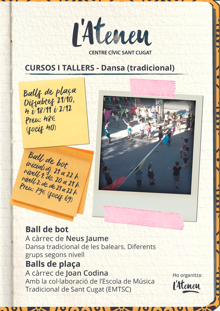 Dissabte 21/10 comencem amb el #taller de #BallsDePlaça 10h30 #SantCugat <a href="/Ateneu/">Ateneu Santcugatenc</a> <a href="/emtsc_emtsc/">emtsc</a> <a href="/xarxa_pt/">Xarxa Punts Trobada</a> <a href="/tradicionalsc/">Coordinadora SC</a>