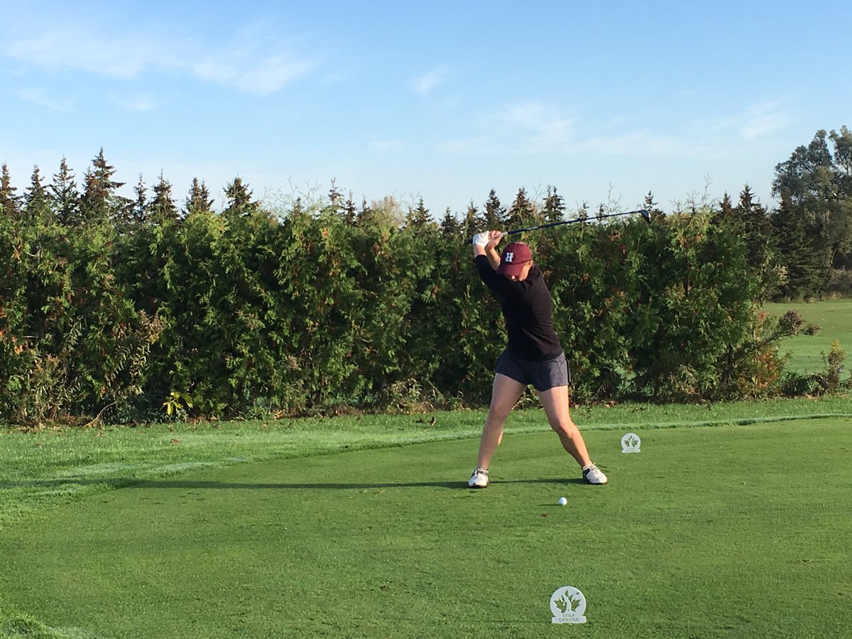 CanesMWGolf's tweet photo. Perfect tee shot ✔️. Chip in for birdie to start your day ✔️. Daria Leidenius is off and running for round three.  #CCAAGolf2017 https://t.co/HXQ8552X21