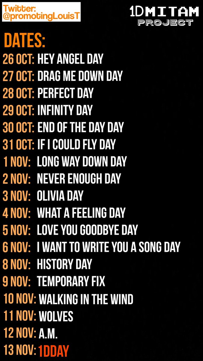 PromotingLouisT's tweet photo. ‼️ #1DMITAMProject ‼️

Oct 26th - Nov 13th

We'll have #StreamingParties, #MemoriesTime and much more! Will you join? ❤️🍀 https://t.co/vNY2y8K9bj
