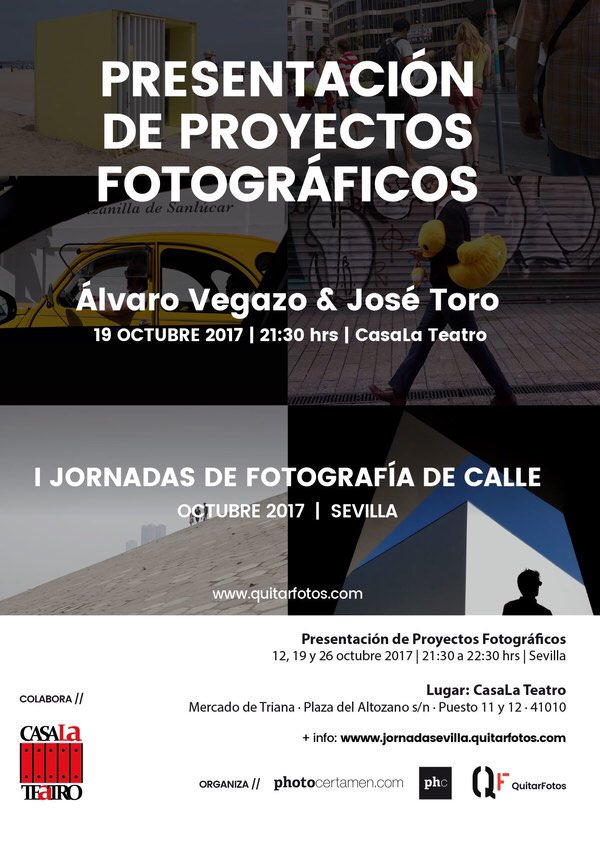 JornadFotoCalle's tweet photo. Esta noche nos vemos en @CasaLaTeatro para hablar de  #fotografía Jornadas de Fotografía de Calle #FotoCalle17 @QuitarFotos @photocertamen https://t.co/98UMUCJli4