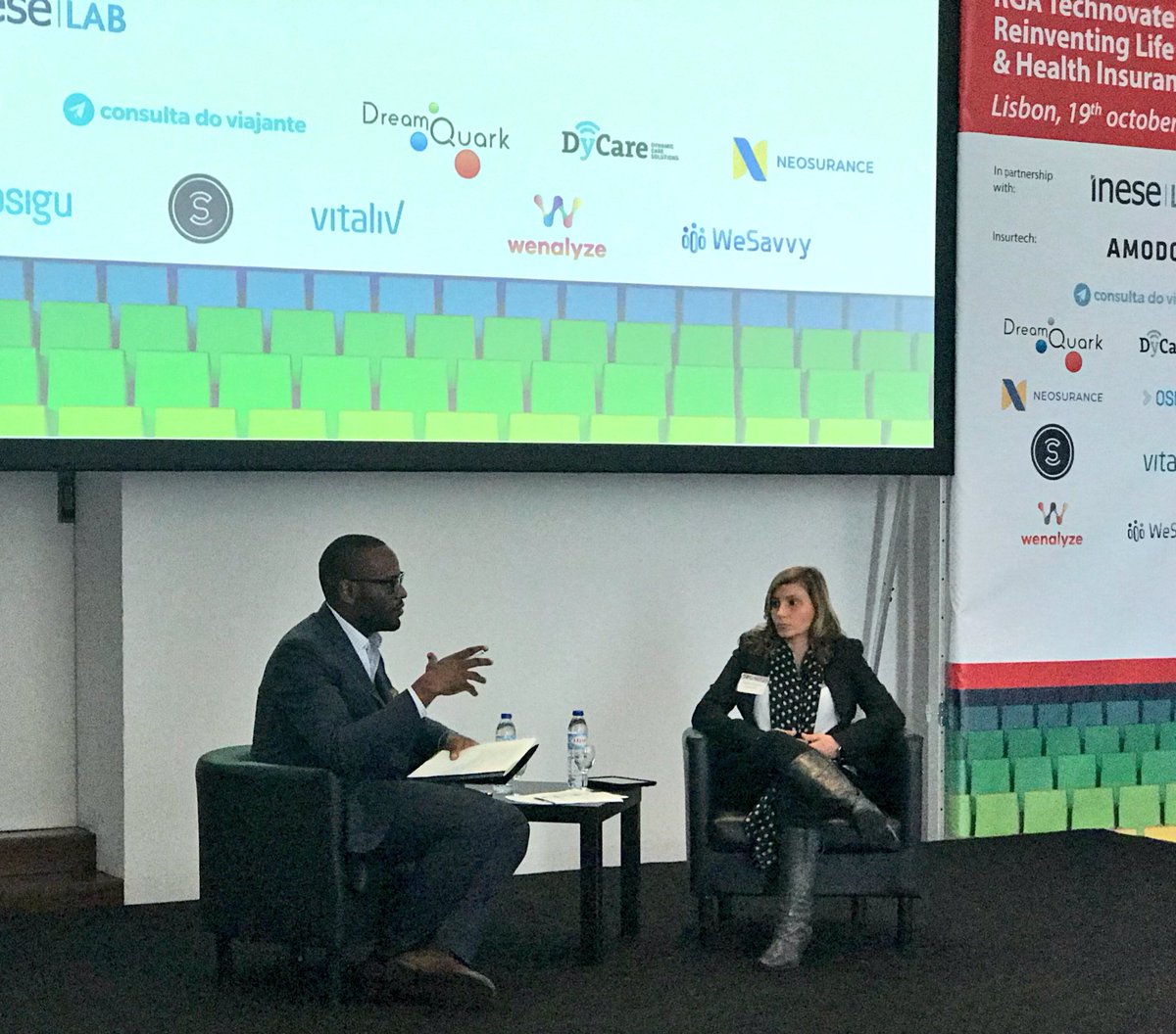 PGonzalezDuran's tweet photo. .@EmmanuelDjengue entrevista a la head of innovation de fidelidade en #TechnovateLab de RGA, donde hablan de insurtech, blockchain, data... https://t.co/uvXx76Irkp