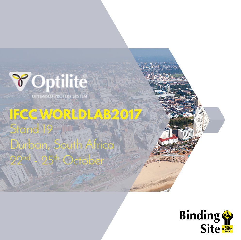TheBindingSite's tweet photo. #IFCCWorldLab2017 is less than a week away! Join us on Stand 19 for the #SouthAfrican launch of our latest innovation in Special Protein Analysis, the #Optilite https://t.co/DFLEAPBLdD https://t.co/zZnIaOKTaC