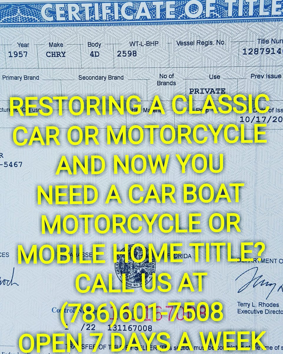 titlekingexpres's tweet photo. #CLASSICCARS #BUSINESS #CLASSICCARTITLE #CLASSICCARS #CARS #FASTTITLE https://t.co/a3ql2Zd1SQ SEND US A VIN NUMBER OR HULL NUMBER https://t.co/nRdcjkpyqi