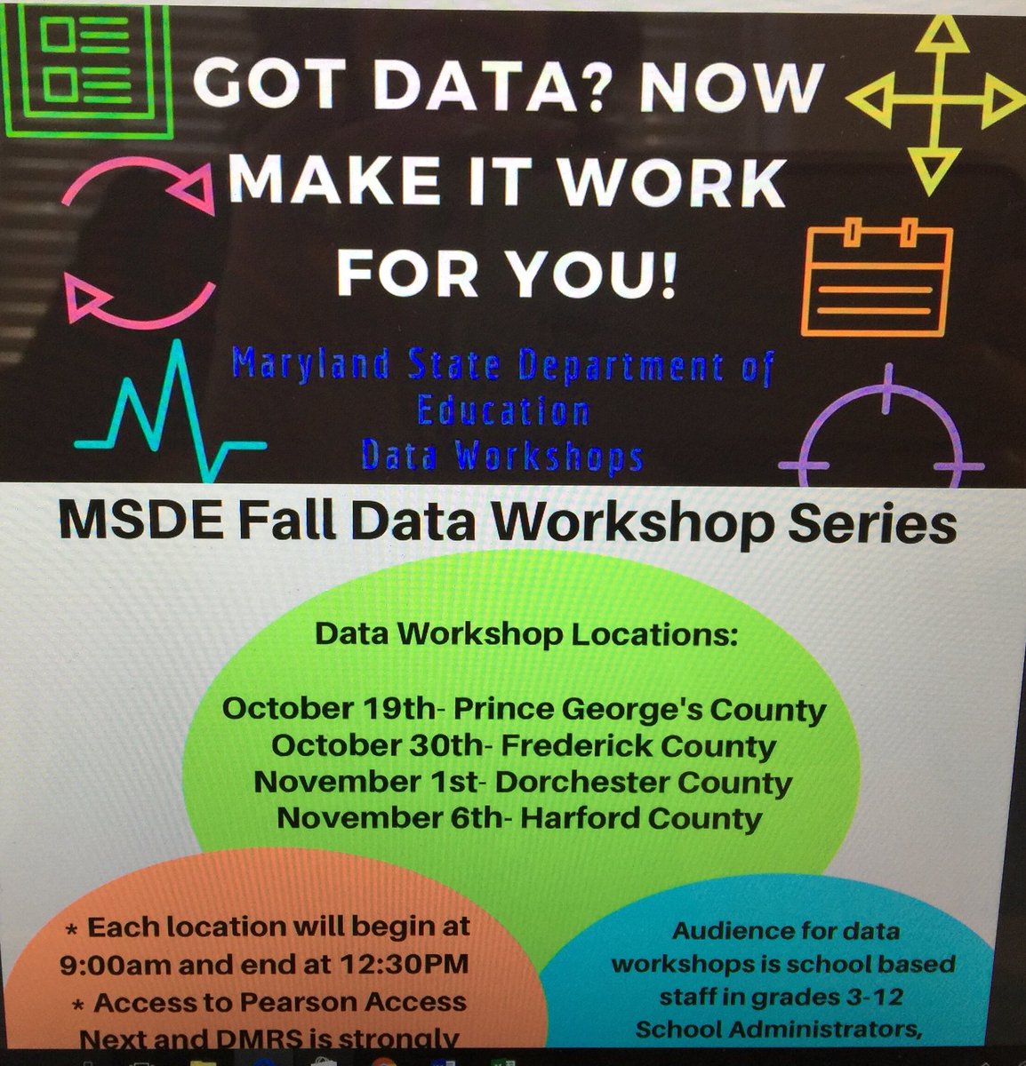 Cec_EduTalk's tweet photo. @MD_ProfLearning Our first regional Data Workshop in PGCPS. #MDLearns @MdPublicSchools @MDFormative https://t.co/ptMNSSWCRU