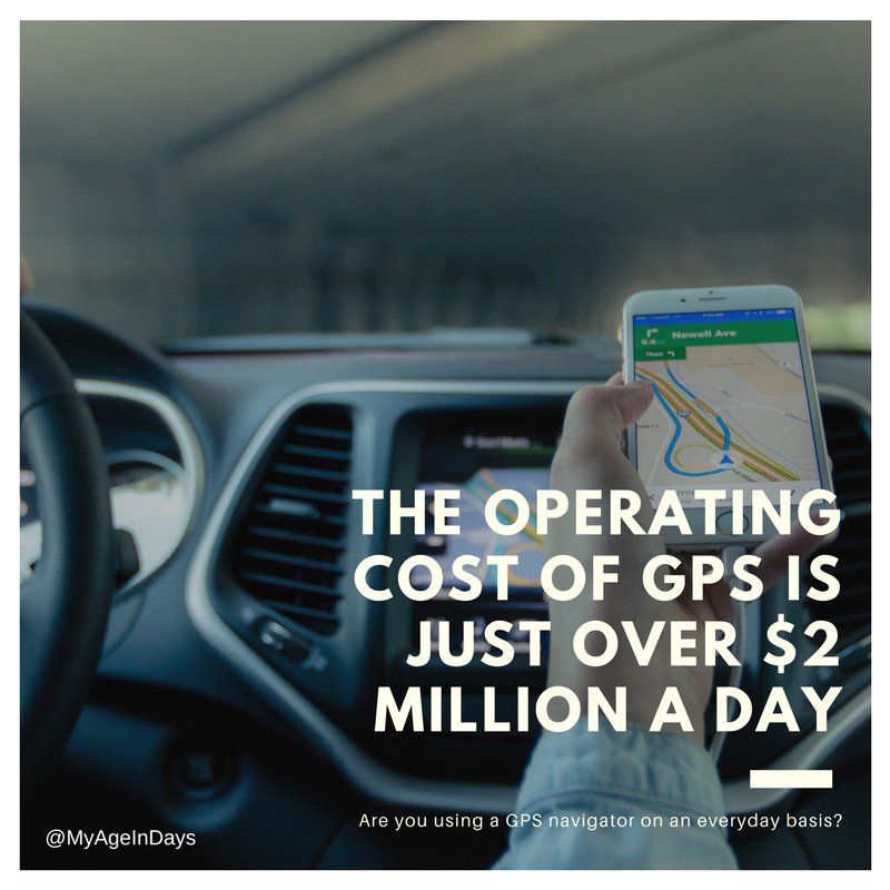Age_In_Days's tweet photo. The operating cost of GPS is just over $2 million a day #road #highway #freeway #vehicle #drive #driver #vehicles #spoiler #muffler https://t.co/dnqIss7CSM