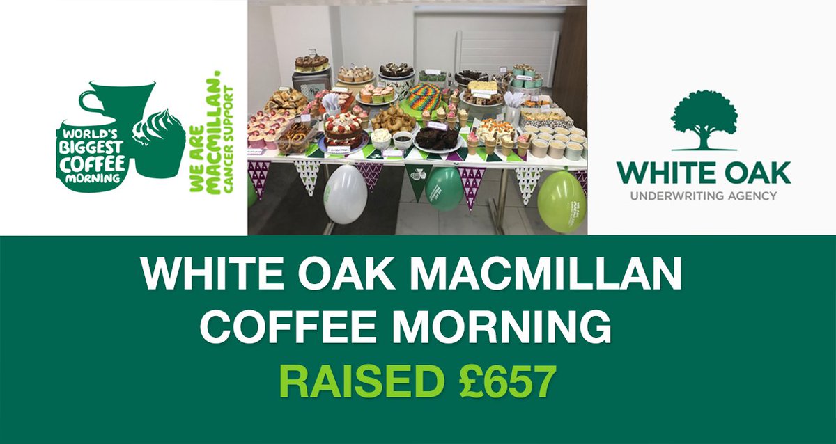 WhiteOakUw's tweet photo. Thank you to everyone who made our @macmillancancer #coffeemorning a success! £657 was raised for a fantastic cause. #MacmillanCoffeeSpread https://t.co/QiQlnd1Cy9