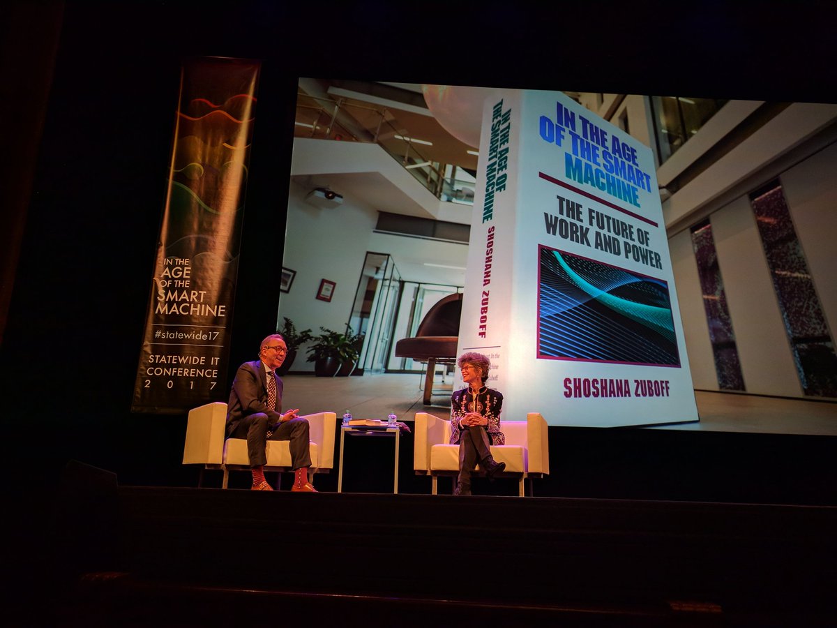 the_Chevalier's tweet photo. #bradpuns "Did you ever think your book would be so big?" #statewide17 w/ Shoshana Zuboff https://t.co/E6MhlKqtY4