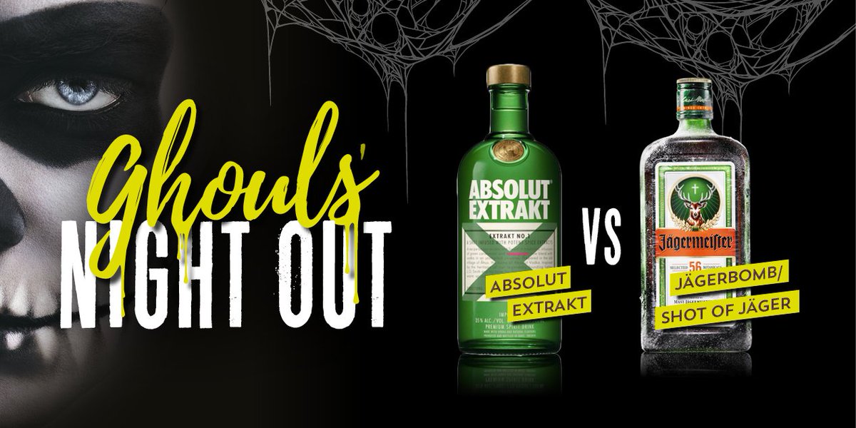 SlugBath's tweet photo. This Halloween week, we've teamed up with @ABSOLUTUK & @JagerBristol to bring you 2- 4- ยฃ6 shots.
Which will you choose?
#absolutextract https://t.co/ly3lcjCoNJ