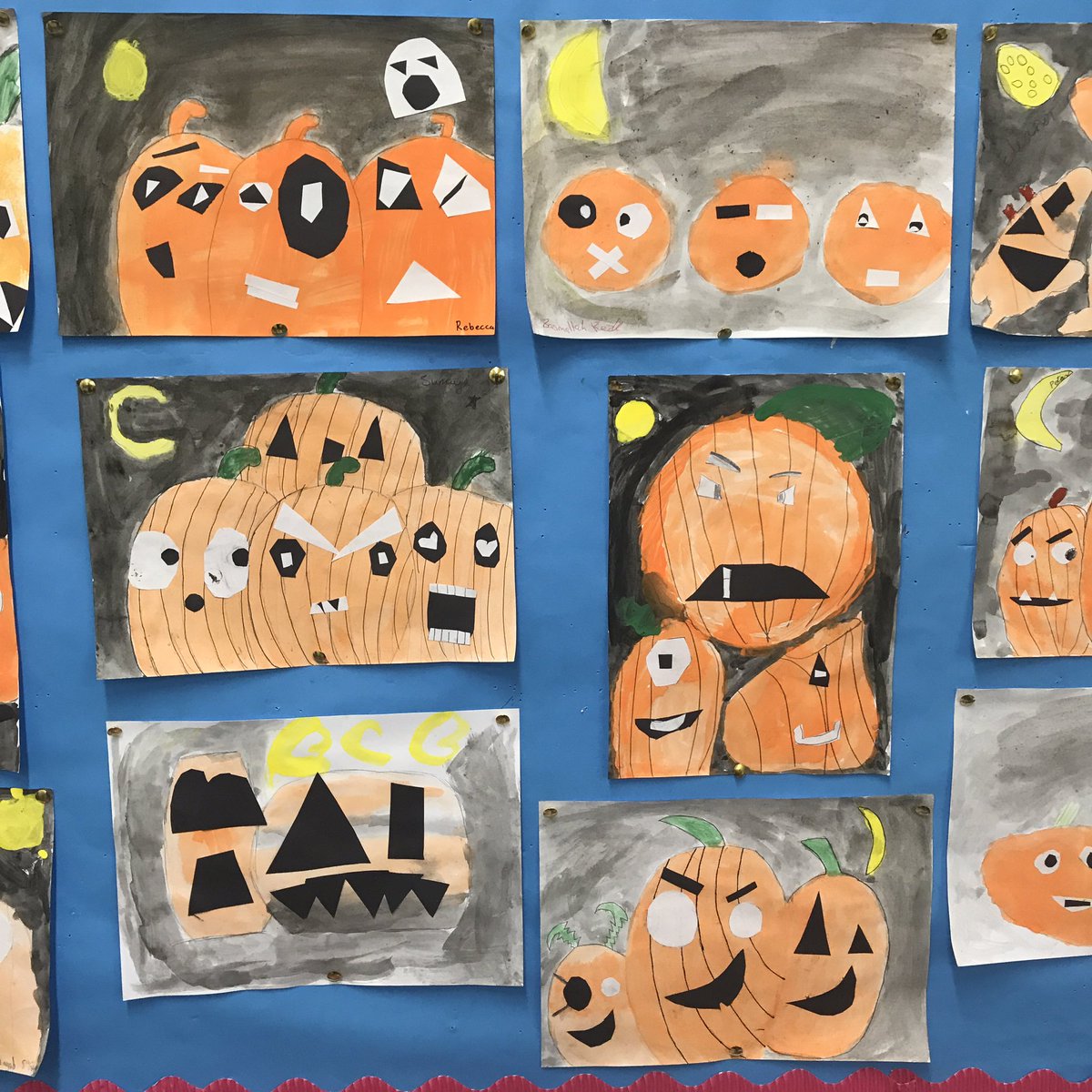 eskerpaula's tweet photo. Getting spooky in 5th Class.... #art #Halloween #pumpkins #expressions https://t.co/okVjXbUkMQ