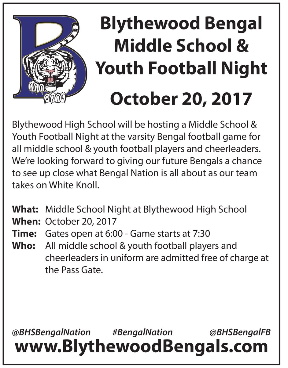 We're looking forward to welcoming future Bengals this Friday night!  Come out to see what #BengalNation is all about!  #GoBengals