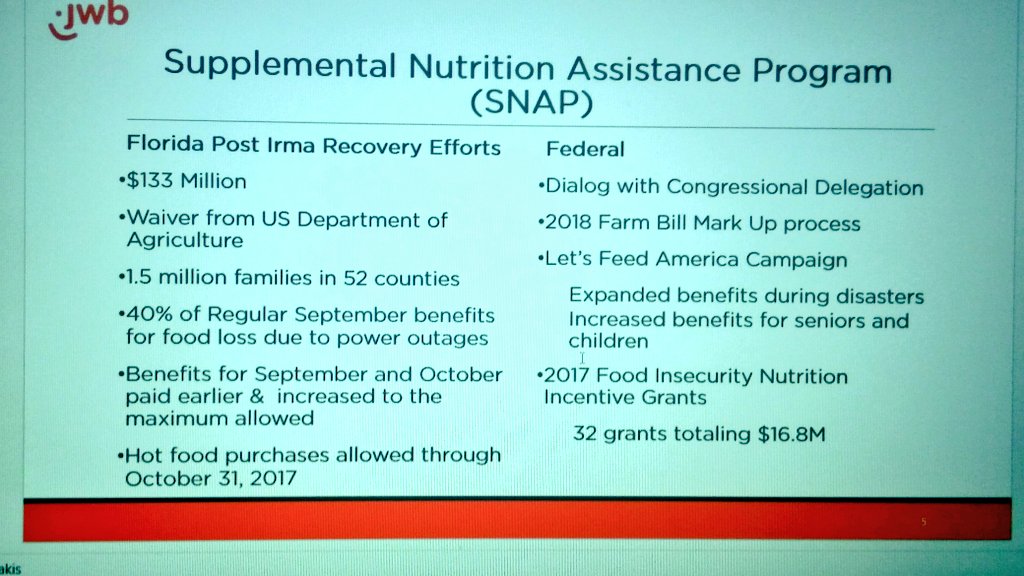 JWBPinellas's tweet photo. #HurricaneIrma disaster recovery efforts for #SNAPProgram could influence improvement in benefits longterm #JWBBoard https://t.co/0weHqLRQuJ