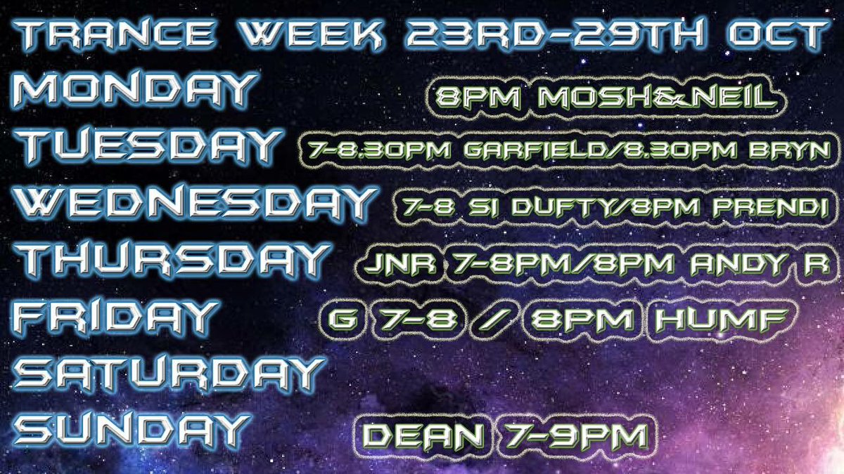 subsetmusic's tweet photo. Trance week. https://t.co/SloTDjjv1u #subset #subsetmusic #trancefamily #trance @sub2subforever @GrantHall75 #mixlr #tranceweek https://t.co/7FRAJQ4tll