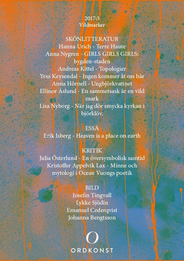 Lägg vantarna på ett ex av vårt senaste nummer genom att mejla hej@ordkonst.nu! Och missa för allt i världen inte releasefesten 4/11!