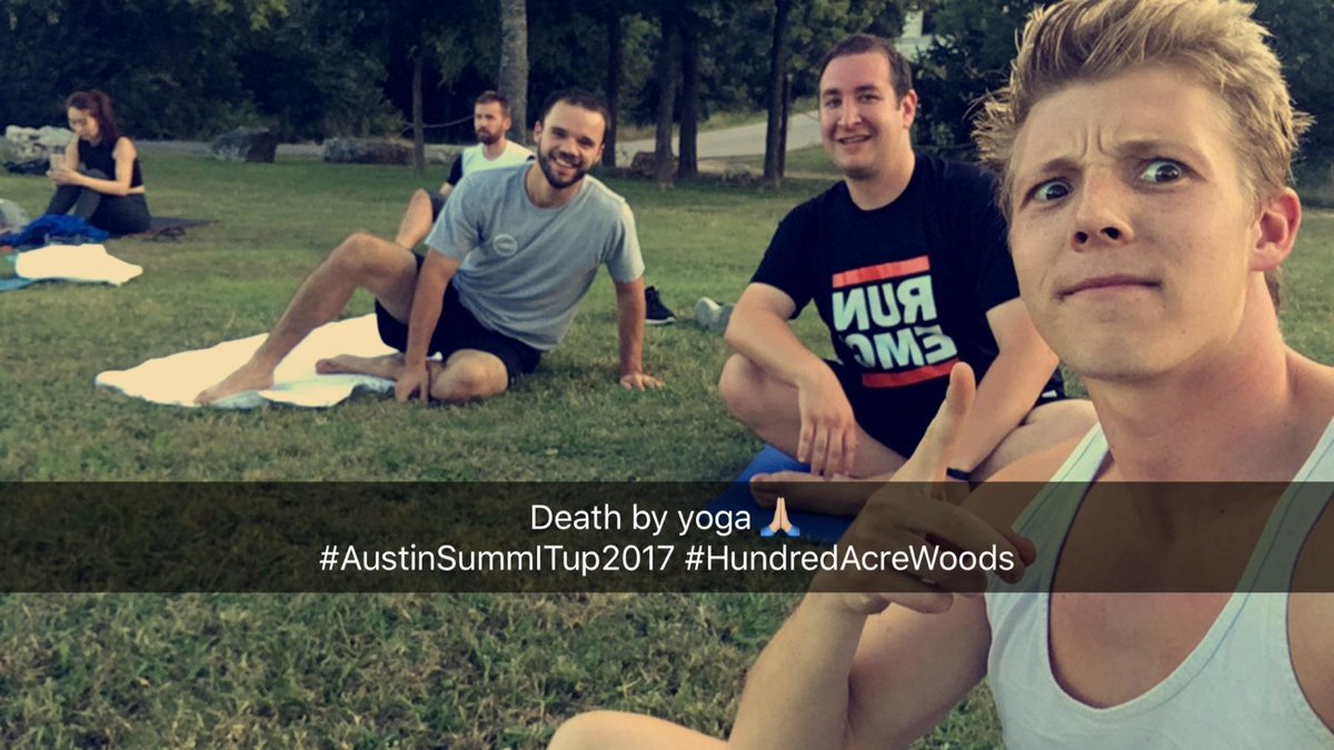 jbecks135's tweet photo. After work yoga session! #summitup2017 #100acrewoods https://t.co/lJ6Wyxrlya
