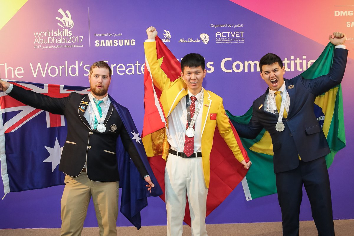 WorldSkills's tweet photo. Industrial Mechanic Millwright
Gold: Biao Song, China
Silver: Kennedy Yamashita, Brazil
Silver: Bradley Ingham, Australia

#WorldSkills https://t.co/3gzoSSvDjO