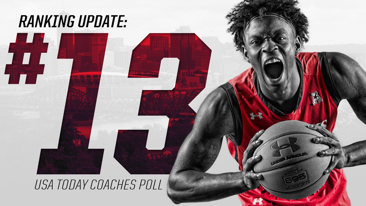 GoBearcatsMBB's tweet photo. 1st 📊 of the year!

#1️⃣3️⃣ in the @usatodaysports Coaches Poll.

#Bearcats https://t.co/UVysjX2rsX