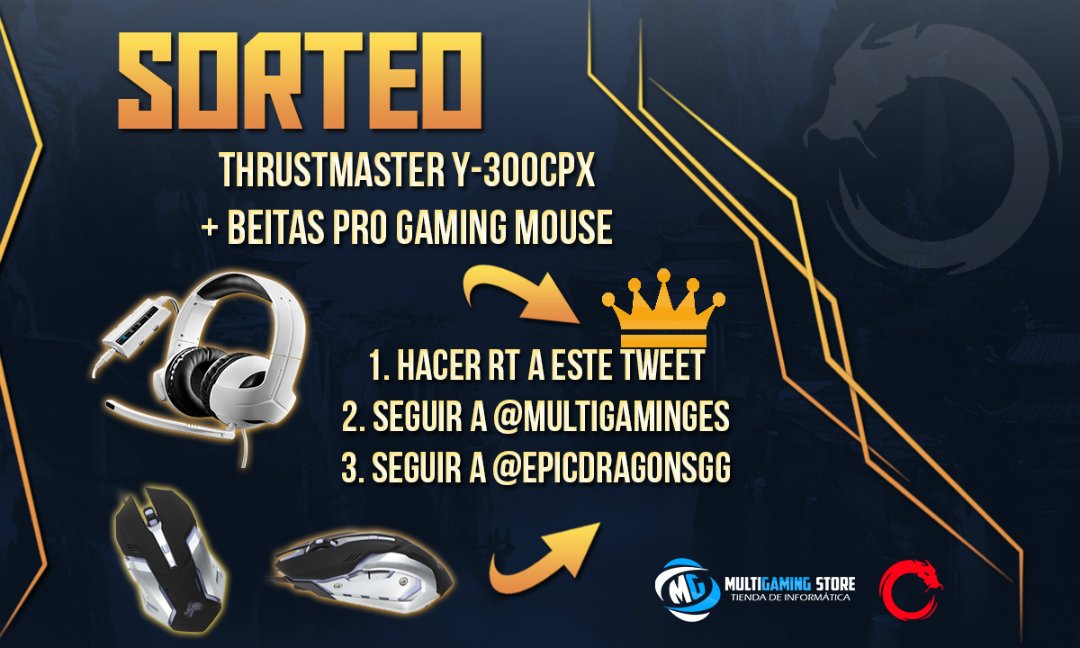 multigeekx's tweet photo. 🔔 ¡#SORTEO de unos Headset #Thrustmaster Y-300CPX + bEITAS Pro! 😱😍

Haz #RT, Sigue a @MultiGamingES y @EpicDragonsgg 
¡Es internacional! 😀🌎 https://t.co/Gz2WfGCXUF