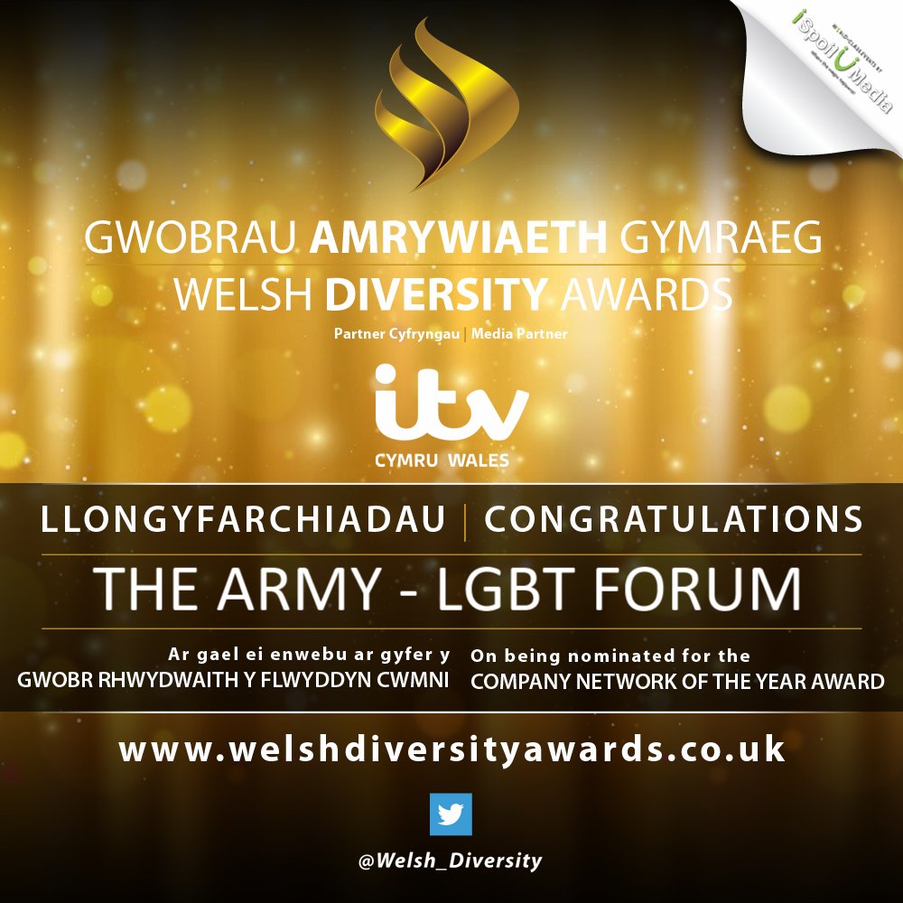 Welsh_Diversity's tweet photo. @BritishArmy - LGBT Forum has been nominated for The Company Network of the Year Award at The #WelshDiversityAwards2018!! Congratulations!! https://t.co/cZcWTt3ZpB