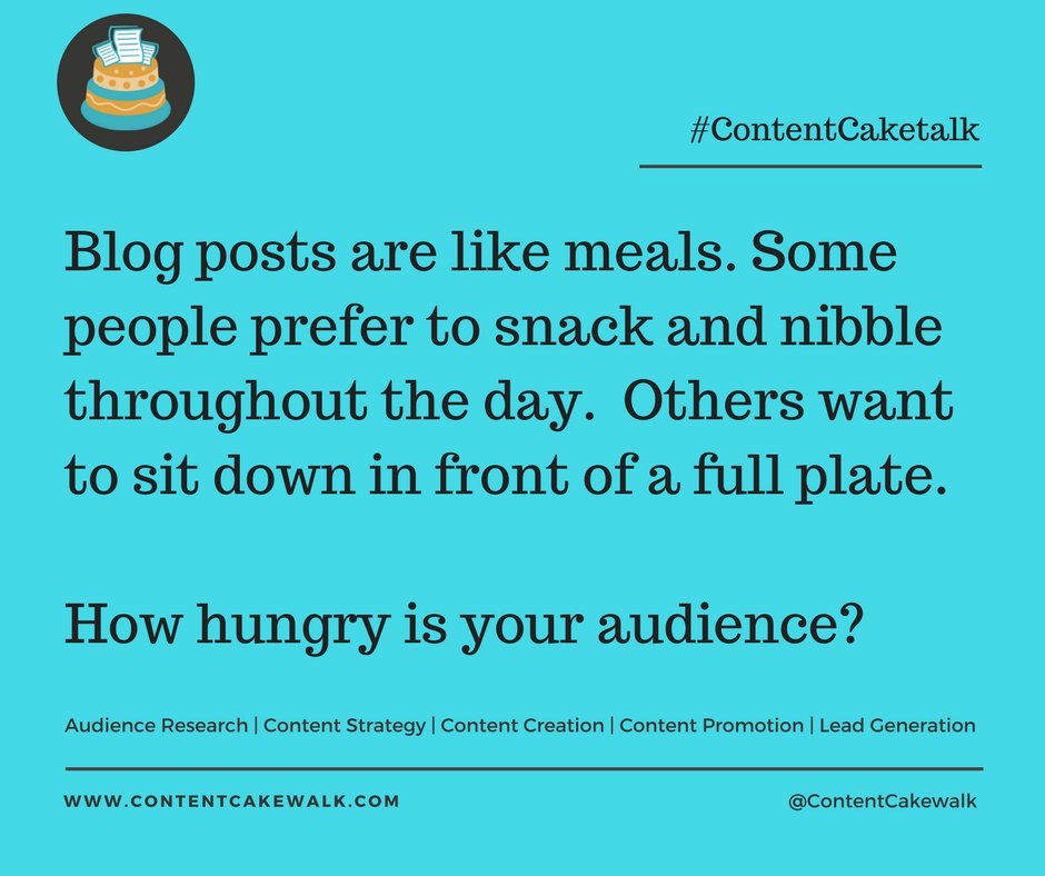 ContentCakewalk's tweet photo. Do your readers want a snack or a meal? Feed them. https://t.co/vMOg8iXHGI