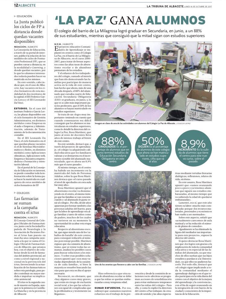 Reportaje en el periódico de <a href="/TribunaAlbacete/">Tribuna de Albacete</a> sobre nuestro centro