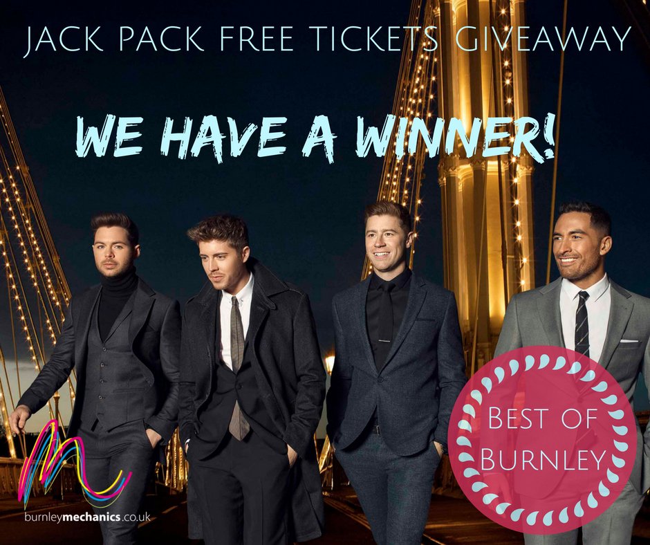 BestofBurnley's tweet photo. WE HAVE A WINNER! We're delighted to announce that our competition winner of 2 FREE tickets to see @JACKPACK_UK is @LisaScarletRyan 🎉🍾 https://t.co/7r8Nrq4LGb