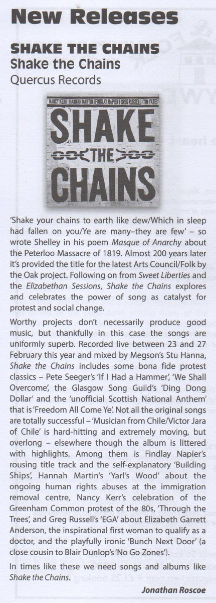 Thanks <a href="/FolkShire/">Shire Folk</a> for <a href="/shakethechains1/">Shake the Chains</a> review “Uniformly superb… In times like these we need songs and albums like Shake the Chains”