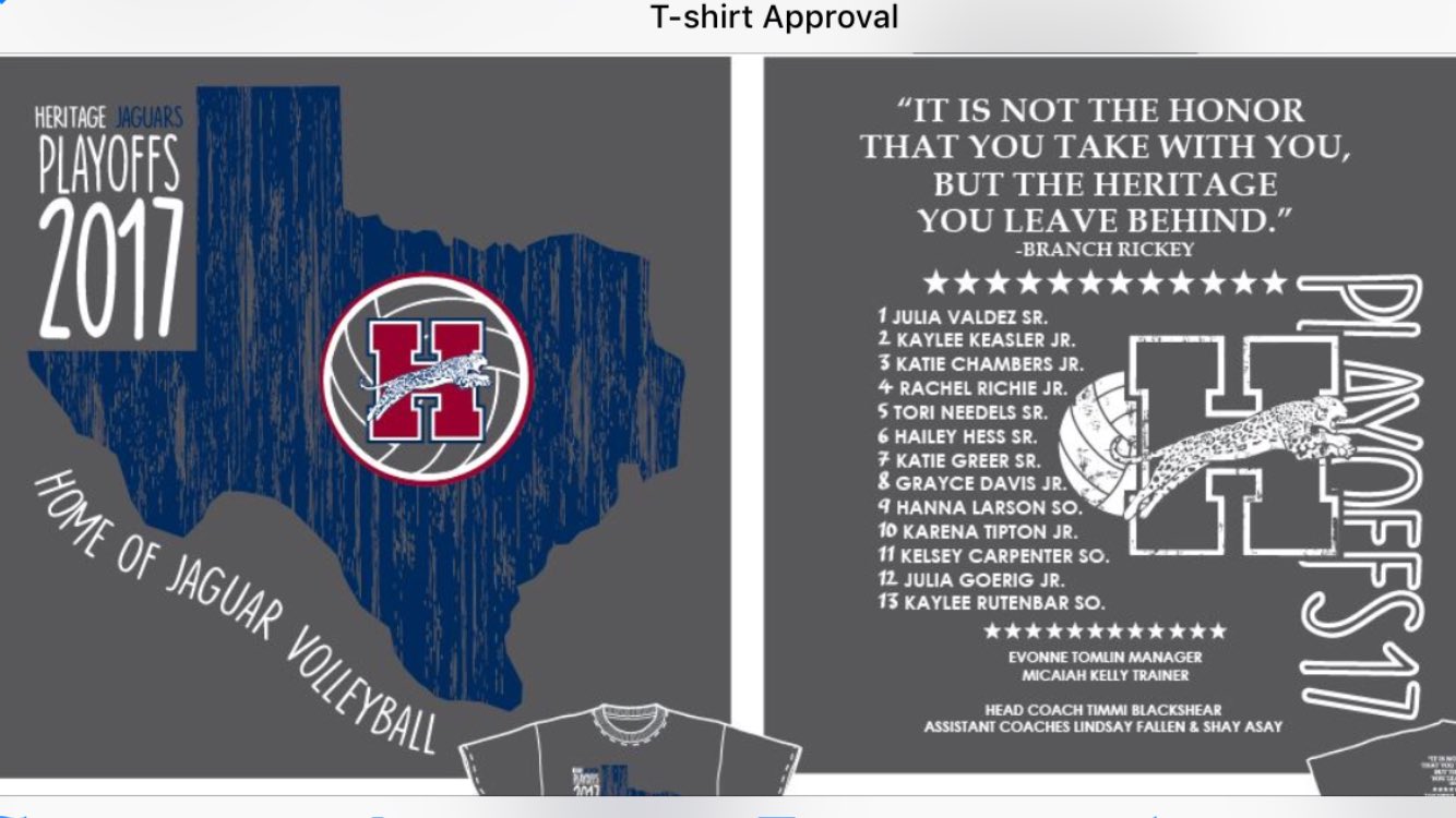 Heritage Volleyball on Twitter: Time to order your 2017 Jag Volleyball  Playoff Tee!! Message to order! Short sleeve $10 Long sleeve $15! Go Jags!  #midlojags  / X