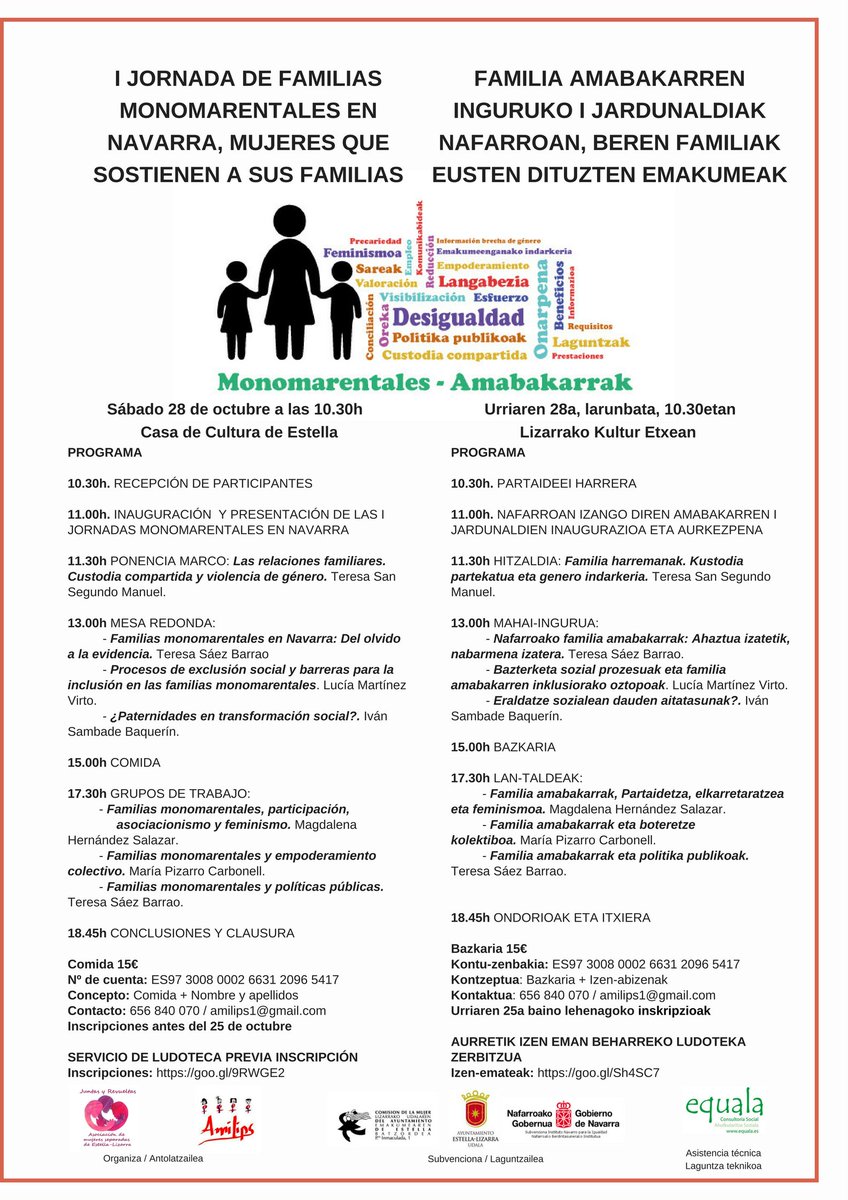 BeckyParamo's tweet photo. Si eres #mujer y #sostén de #familia, ven a la I jornada #monomarental en #Estella el 28/10, inscripción gratis en https://t.co/0GS6N4zxyI https://t.co/APCfUEH7Sd