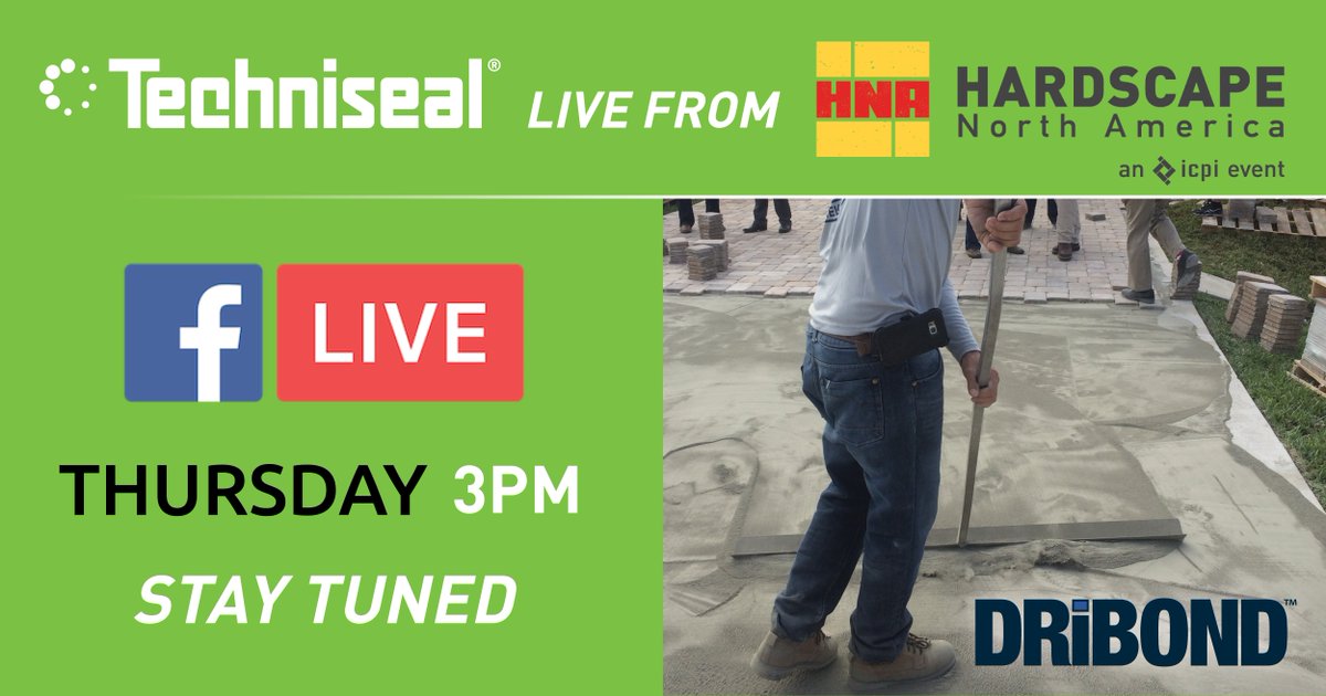 Techniseal's tweet image. After the #StructureBond demo, stay tuned to #FacebookLive for a #DriBond #concrete overlay demo broadcast #HNA2017 goo.gl/KWYi94