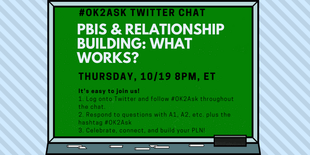 Katy_Garvey's tweet photo. 8PM ET TONIGHT! #PBIS & Relationship Building CHAT #pbischat @StefanieLaPolla @sjimenez99 @ARhineJML @MitchSeipt @nickcottone1 @Babyduck1974 https://t.co/bW0ulKtTmK
