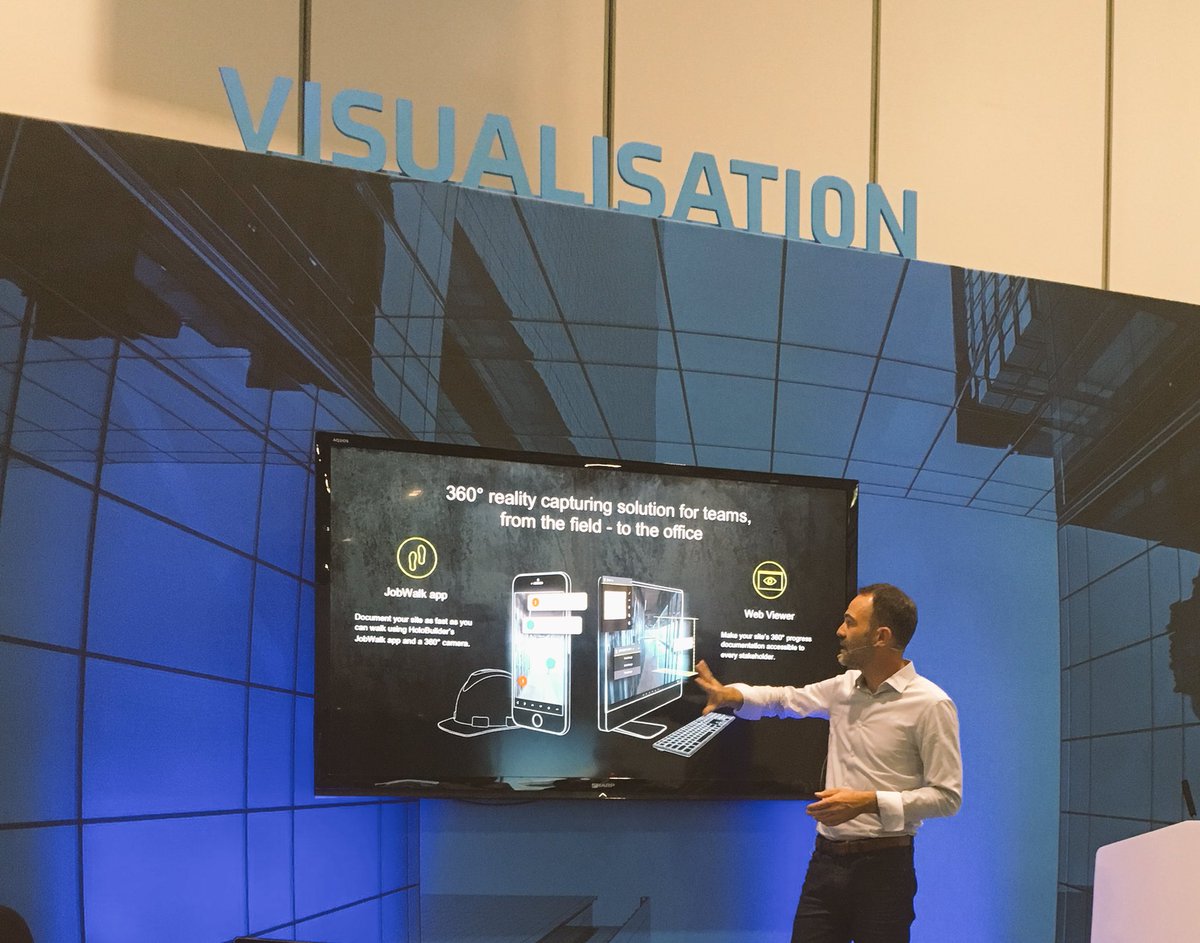 Autodesk_UKI's tweet photo. Nicolas Arnold shows how easy it is to capture content on construction sites as you walk with HoloBuilder #DCW2017 @DigiConWeek https://t.co/VriFxhWUZm