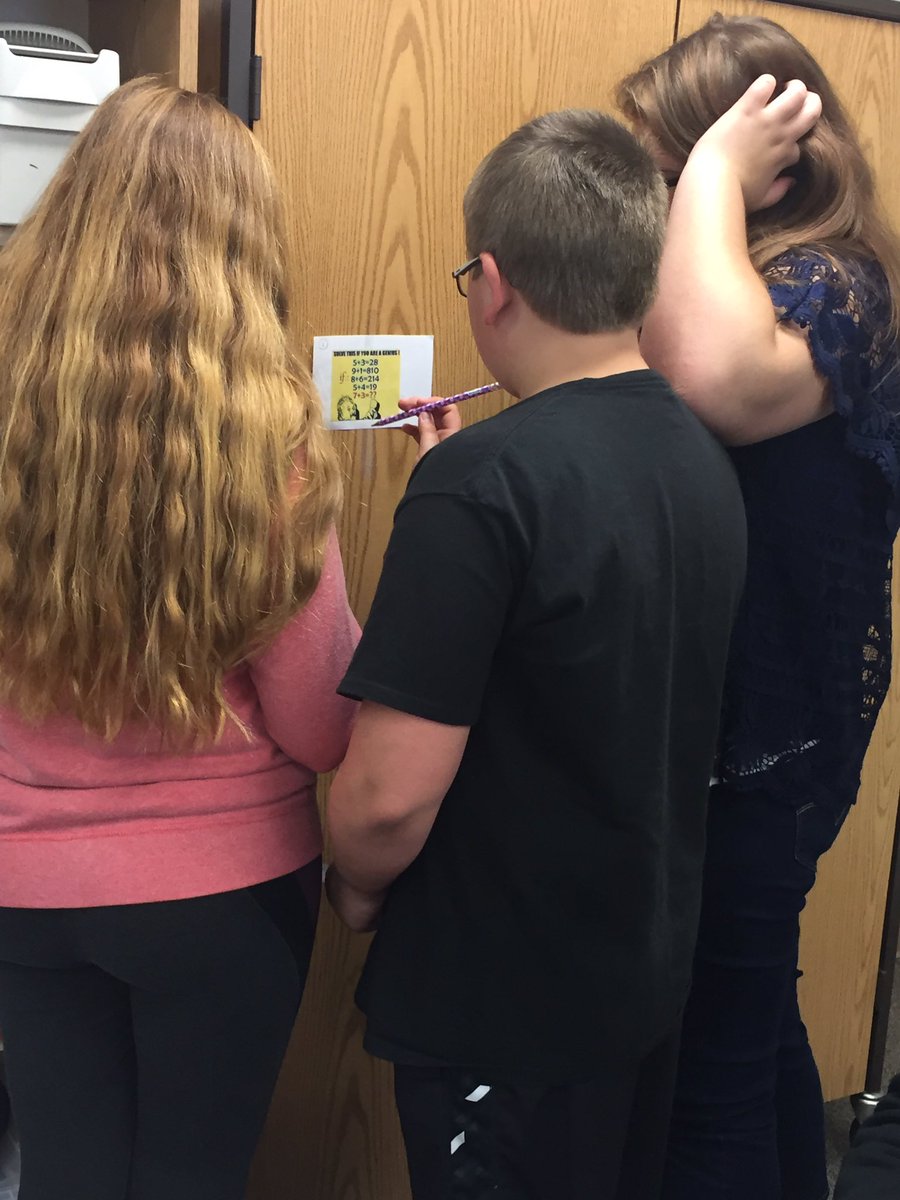 7th grade students working on a breakout box containing math and civics. #bathschoolrocks #VES_panthers