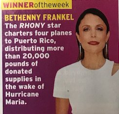 JILLFRITZO's tweet photo. Doing good things: @Bethenny is helping out the Hurricane Maria relief effort in Puerto Rico! https://t.co/bqSlOQXJfK