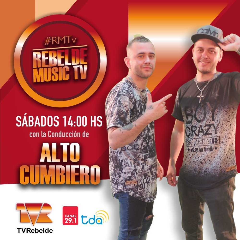valersteinprod's tweet photo. Nueva producción para #TvRebelde canal 29.1 TDA. Los hits más escuchados de todos los géneros que a vos te gustan, llegó #RebeldeMusicTv https://t.co/HV90DJdp62