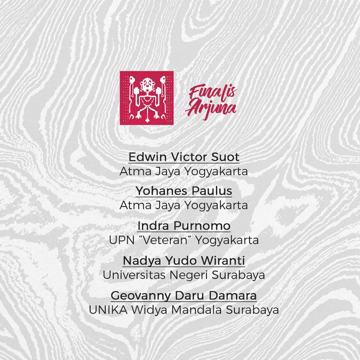 AjisakaUGM's tweet photo. [FINALIS AJISAKA UGM 2017]

Halo Insan Kreatif!

Selamat untuk semua finalis Ajisaka UGM 2017!! Sampai jumpa di Yogyakarta!! :) https://t.co/z6kT9ChZKg