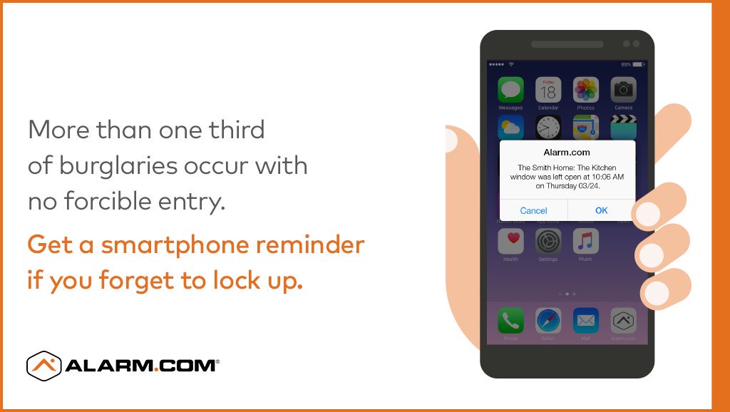 ram_alarm's tweet photo. #smarthomesecurity - set alerts on your phone to remind you to lock up. One third of all burglaries occur with no forced entry. #ramalarm https://t.co/1Ms75qevHK