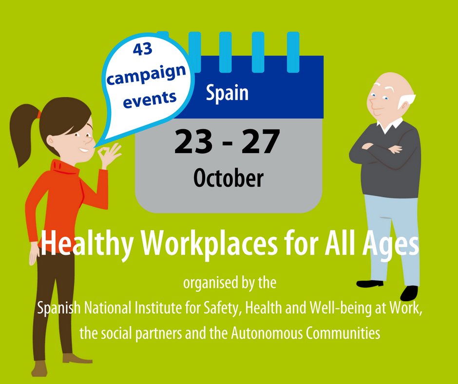EU_OSHA's tweet photo. Join one of over 40 campaign events in Spain during European Week for Safety and Health at Work #EUhealthyworkplaces https://t.co/yYpIMAcNoL https://t.co/W09q48ZwFp