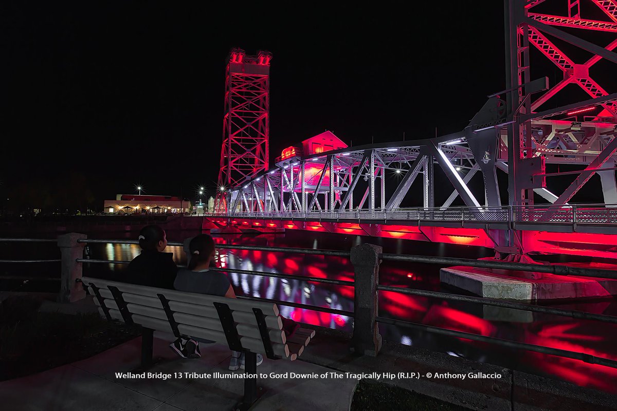 A_Gallaccio's tweet photo. .@WellandBridge13 #Tribute to #GordDownie #Illumination @Welland @NiagaraRegion #RIPGordonDownie @gorddownie https://t.co/G9yL0tHfkl https://t.co/iKVeLmiuWQ