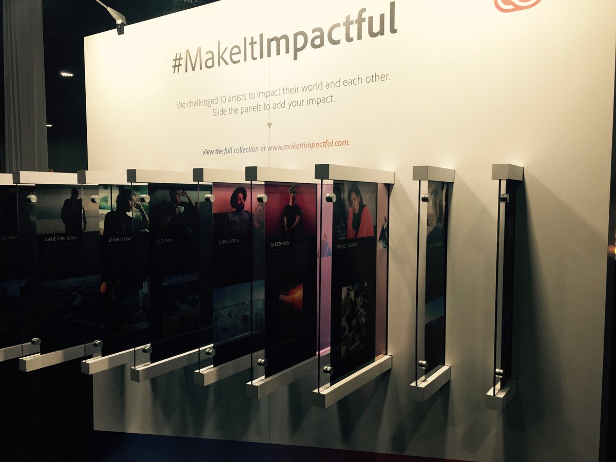 leahbuley's tweet photo. Fun to find that the #makeitimpactful project I’ve been part of has become an installation at #adobemax2017.  https://t.co/IwTUqtJ0br #ad https://t.co/x5By7rqqBe