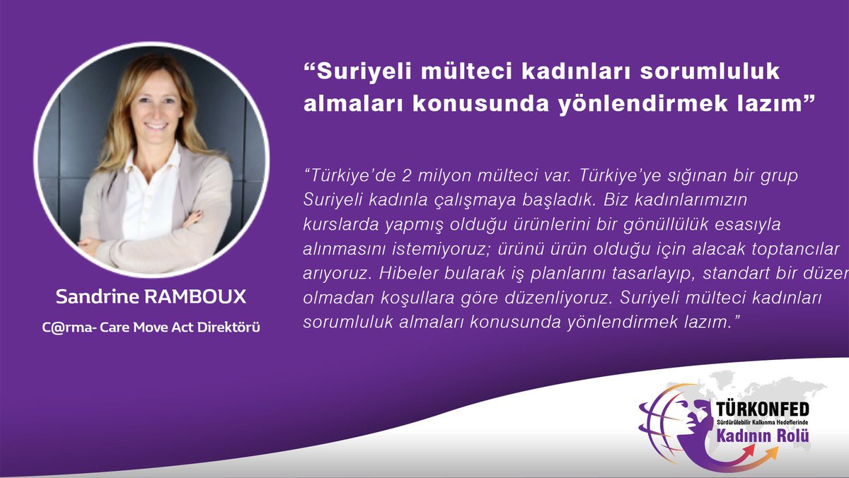 turkonfed's tweet photo. @sramboux @Livstycket @seheralcc @undpturkiye #İşDünyasındaKadın Konuşuyor! 
C@rma-Care Move Act Direktörü @sramboux: https://t.co/i7eFXhDeaV