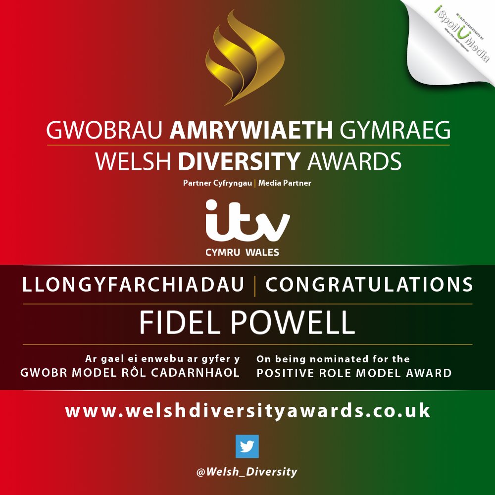 Welsh_Diversity's tweet photo. Congratulations to Fidel Powell! Fidel has been nominated for The Positive Role Model Award at The #WelshDiversityAwards2018! #Nominee #WDA https://t.co/QL5u8iCiQa