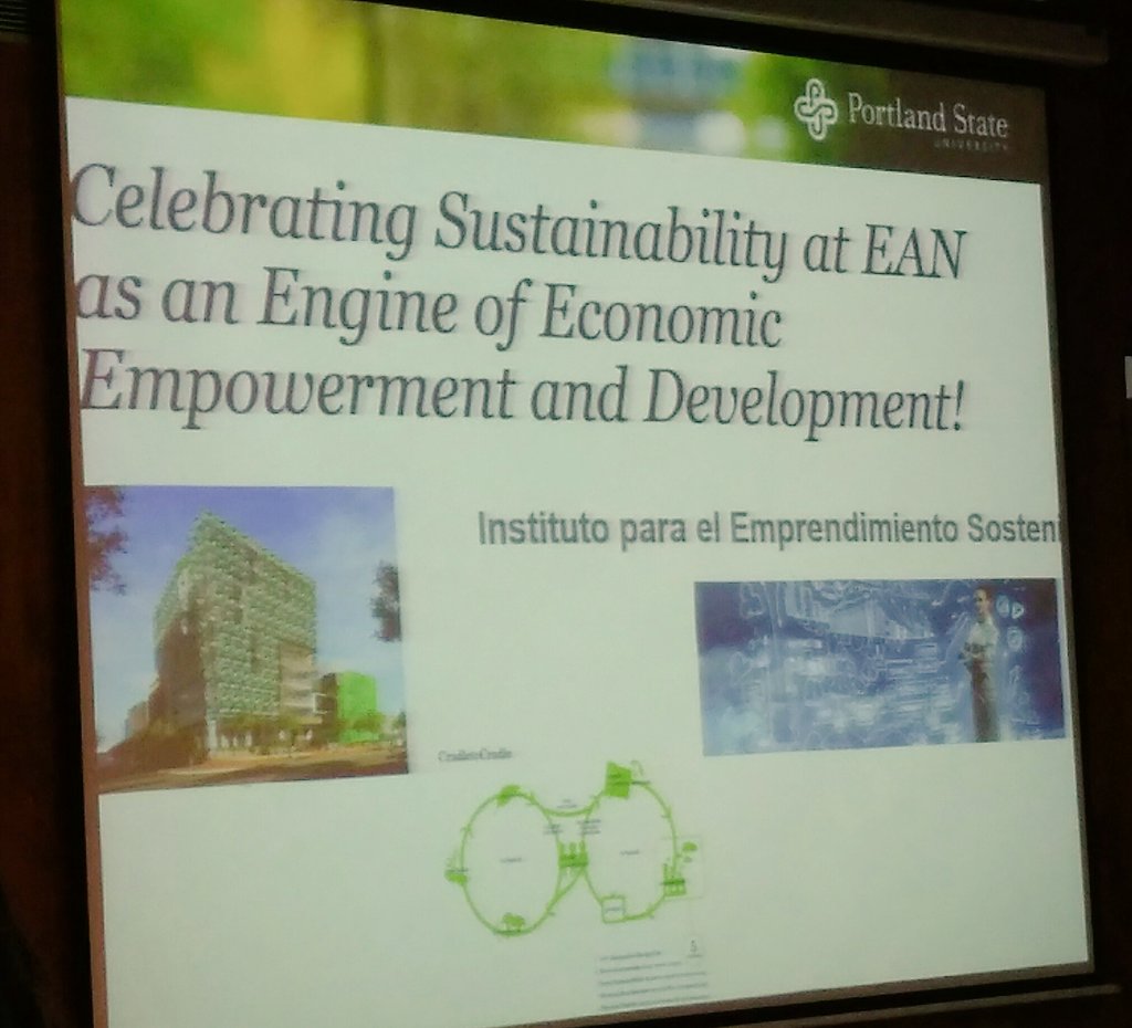 alej0martinez's tweet photo. @Portland_State makes a recognizing to the @UniversidadEAN works in #Sustainability 🇨🇴 @AASHENews after #AASHE2017 https://t.co/1hBgVmGTxE