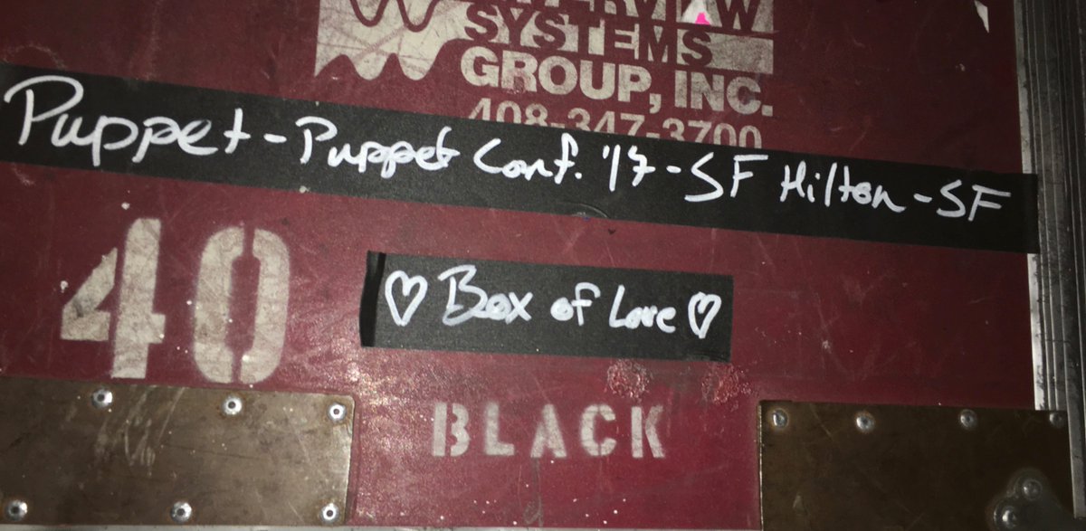 ahpook's tweet image. One more #puppetconf moment - where we stored the love backstage.