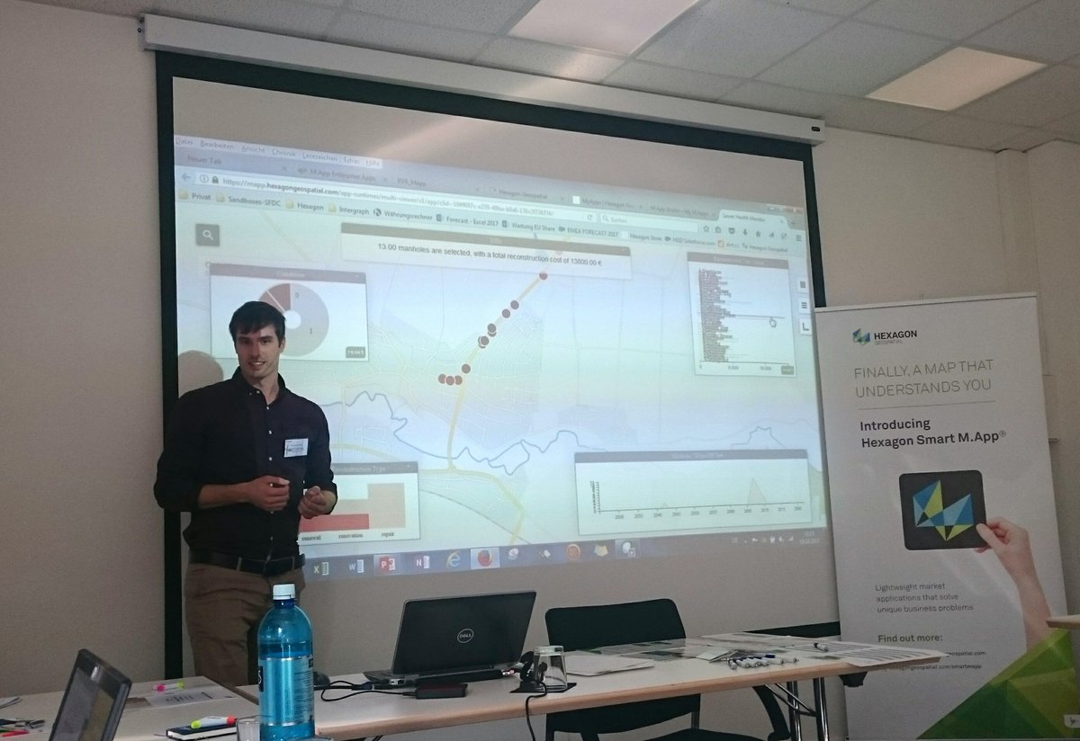 stefanrutka's tweet image. @HexGeospatial #Mappathon 2.0 winner C.Weindl introducing Sewer Health Monitor #SmartM.App 2 german salespartners ecosystem.Great! #HexGeoDE