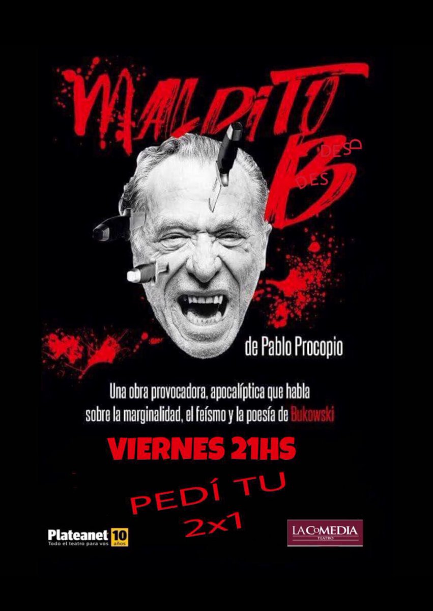 capochatv's tweet photo. Mañana viernes 21HS #MalditoB en el Teatro La Comedia .. pedí tu 2x1 Cc Qedan 2 funciones !   @PabloProcopio1 @Charlincy https://t.co/mRJ4zWRmJs